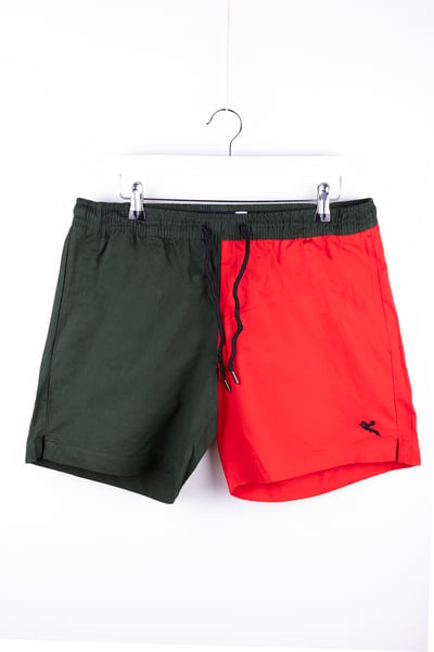 Men's Quartered Rugby Shorts - Ganton - Red/Dark Olive