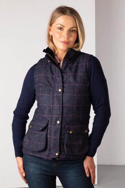 Ladies Tweed Waistcoat - Helmsley - Navy Tweed