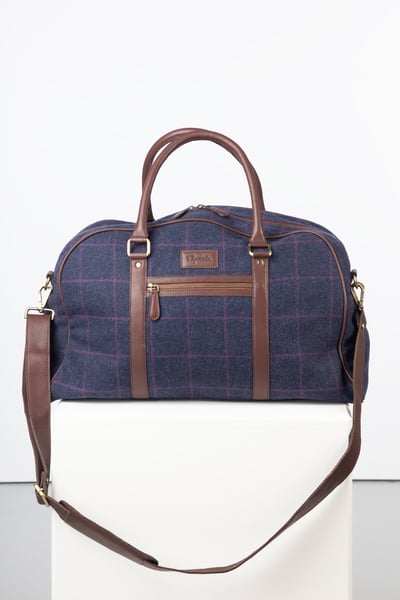 Tweed Overnight Bag - Helmsley - Navy Tweed