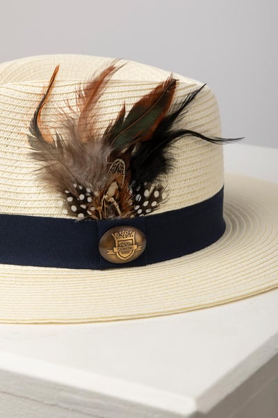 Ladies Panama Hat with Feather - Aislaby - Cream