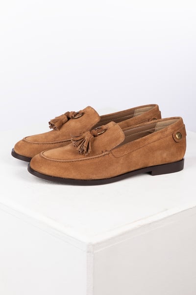 Ladies Suede Tassel Loafer - Beverley - Tan