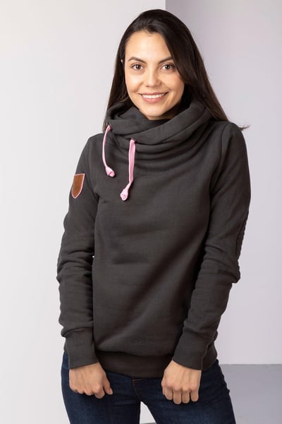 Ladies Cross Neck Hoody - Gunmetal