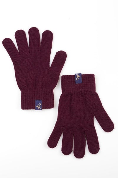 Ladies Knitted Gloves - Bella - Berry