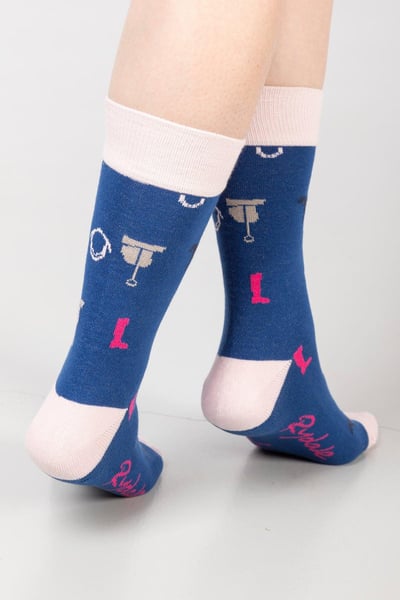 Ladies Pony Print Ankle Socks - Blue