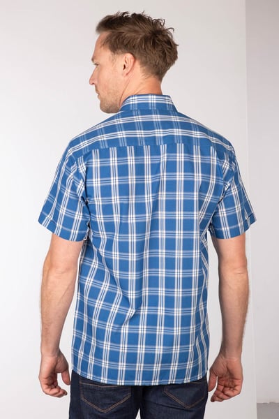 Men's Short Sleeved Check Shirt - Thirsk Blue