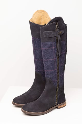 Ladies Suede & Tweed Country Boots