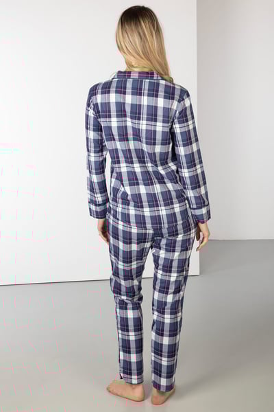 Ladies 100% Cotton Pyjama Sets - Sally Navy - Sally Navy