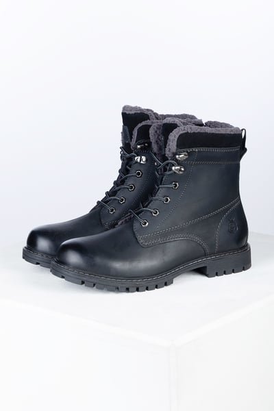 Ladies Fur Lined Ankle Boots - Kelk II - Waxy Black