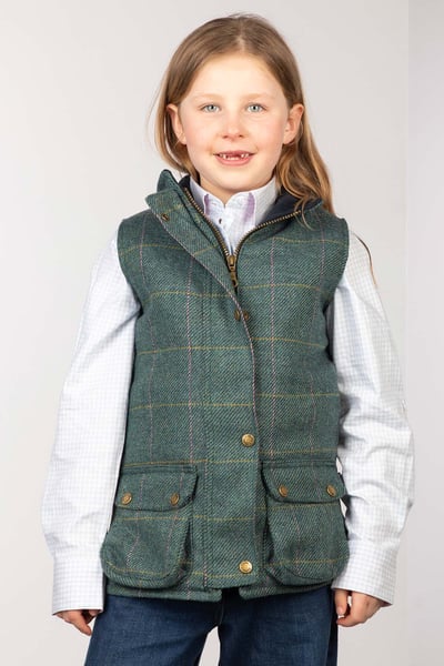 Weste aus Tweed für Mädchen - Denim-Tweed