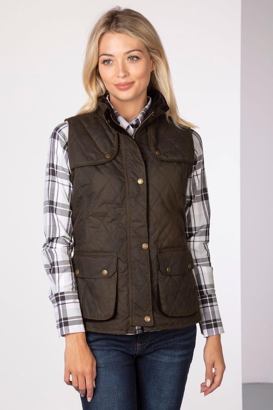 Ladies Diamond Quilted Wax Waistcoat Gilet UK | Rydale