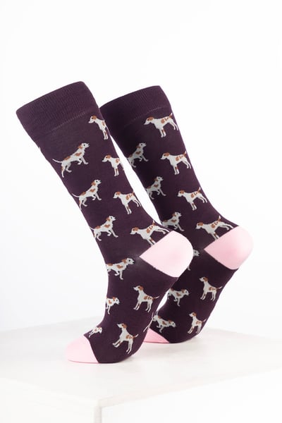 Women’s Bamboo Rich Dog Ankle Socks - Pointer Dark Berry