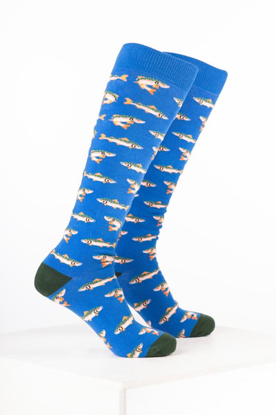 Men's Animal Welly Socks - Fish Blue