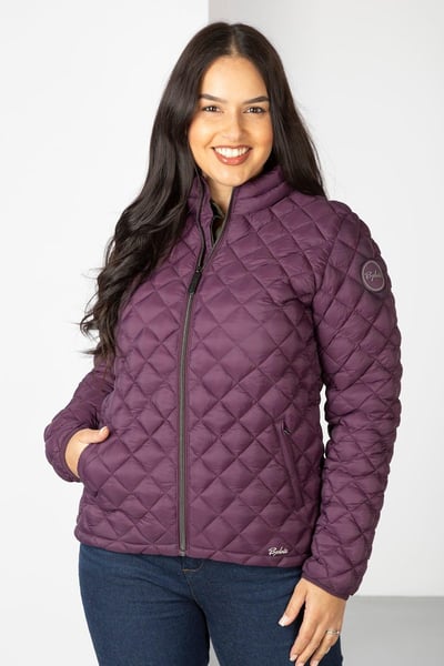 Ladies Diamond Quilt Padded Jacket - Runswick - Berry