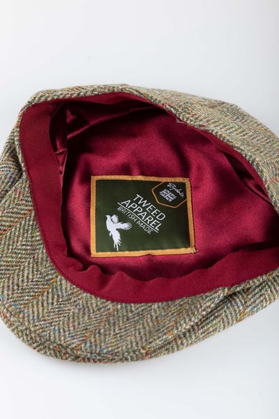 Men's Harris Tweed Flat Cap - Danby - Sage Check