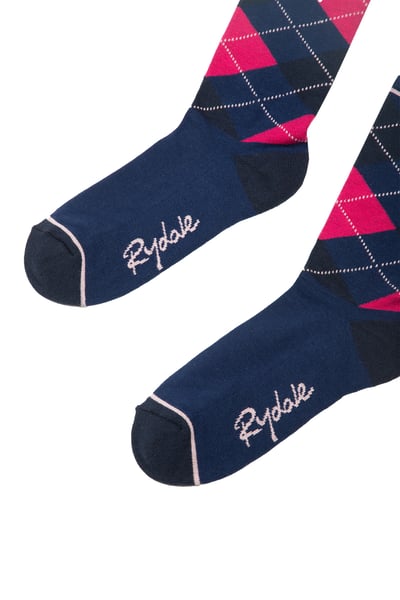 Ladies Argyle Ankle Socks - Navy