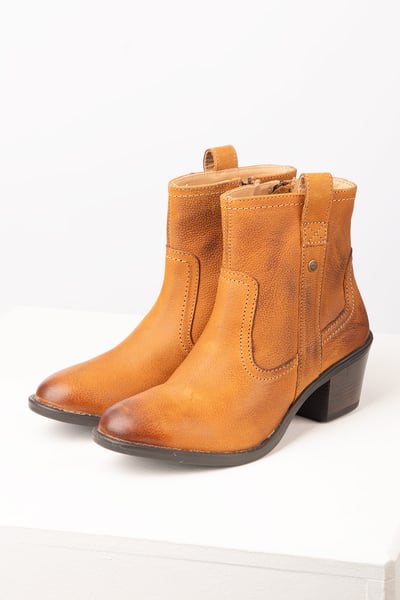 Botas de piel con tacón para mujer - Whenby - Camello