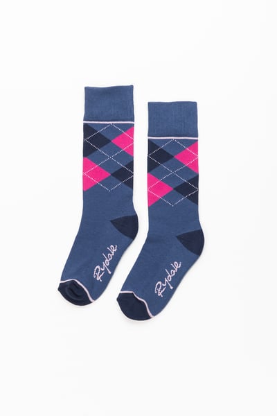 Junior Knee Length Socks - Argyle Denim/Bonbon
