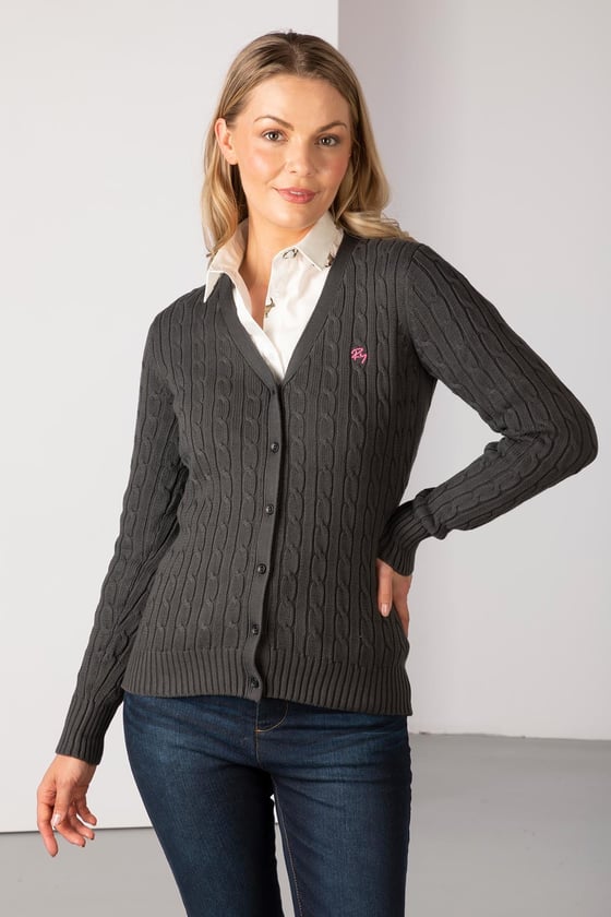 Ladies 100% Cotton Cable Knit Cardigan UK | Rydale
