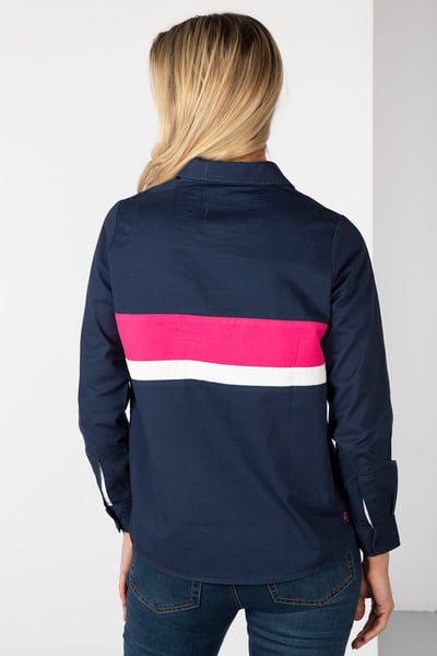Ladies Stripe Deck Shirt - Bramham - Navy