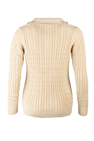 Ladies Quarter Zip Cable Knit Jumper - Emma - Beige