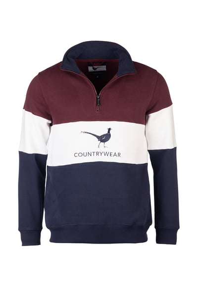 Sudadera de hombre - Byland - Faisán Azul Marino/Blanco/Vino