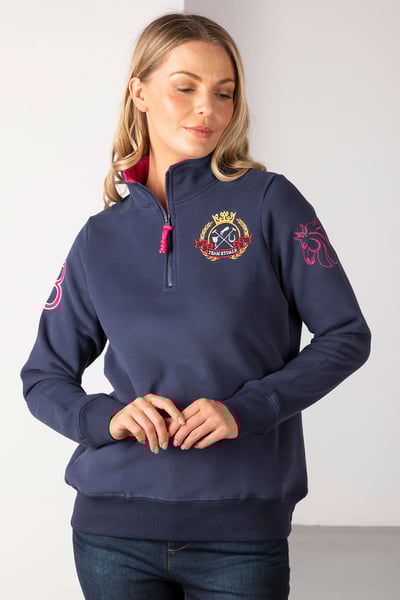 Ladies Emblem Sweatshirt - Navy/Bonbon