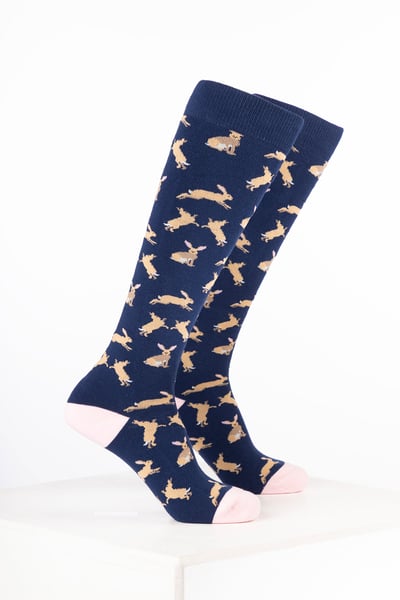 Women’s Animal Welly Socks - Hare Denim