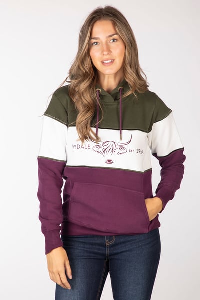 Ladies Hoody - Byland - Cow Olive/White/Berry