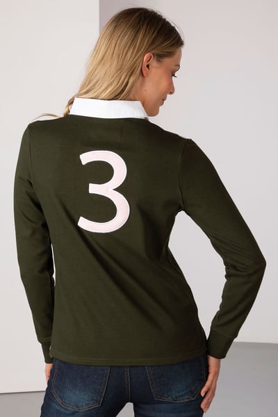 Ladies Rugby Shirt - Sash - Olive/Sorbet