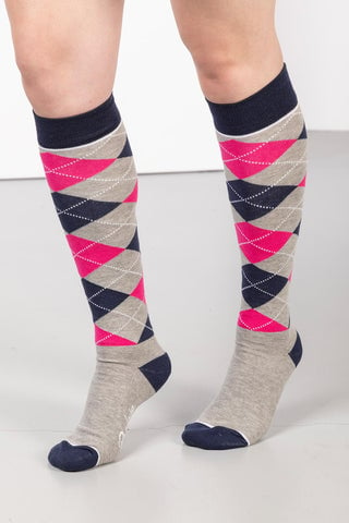 Ladies Argyle Knee High Socks