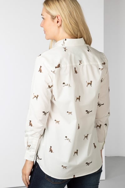 Ladies Printed Overhead Shirt - Wistow II - Country Dog White