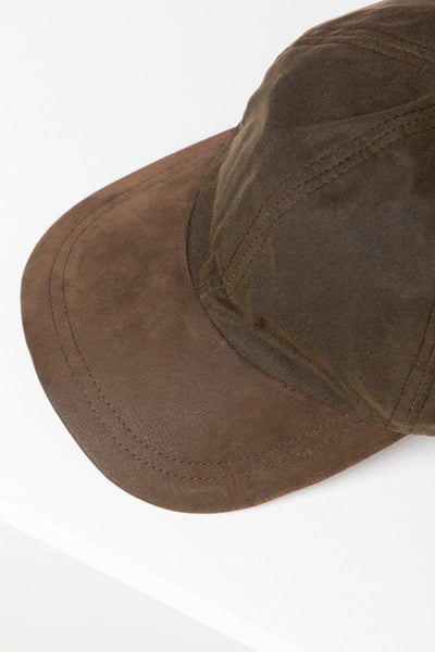 Men's Wax Baseball Cap with Nubuck Peak - Danby - Olive
