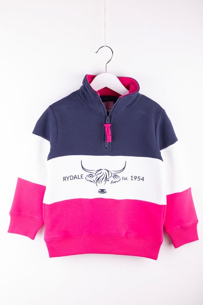Girls Toddler Sweatshirt - Byland II - Highland Cow Navy/White/Bonbon