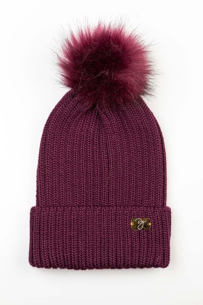 Ladies Pom Pom Hat - Bella - Berry