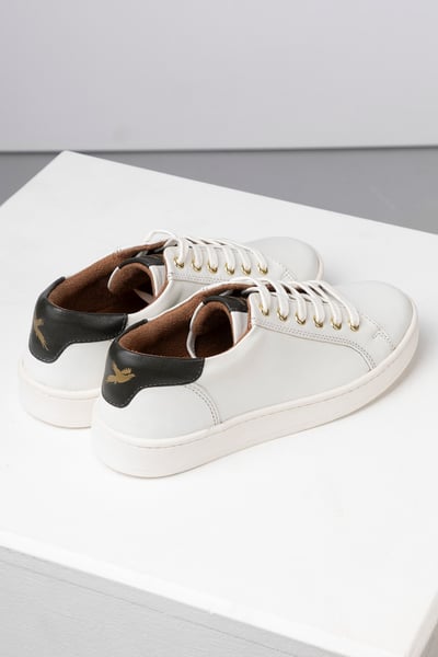 Ladies Leather Trainers - Rievaulx - White/Olive