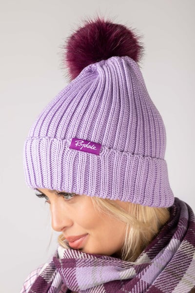 Damen Bommelmütze - Mohn - Lila