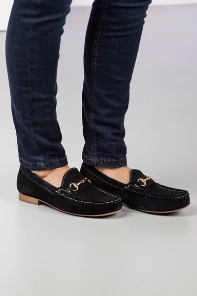 Ladies Suede Snaffle Loafers - Wrelton - Navy
