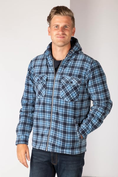 Men's Hooded Fleece Overshirt - Ulrome - Blue/Navy