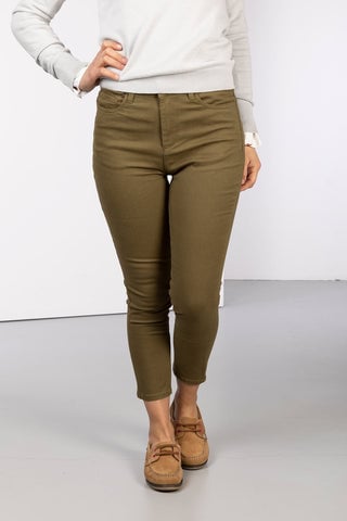 Ladies Khaki Cropped Jeans