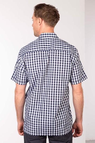 Men's Short Sleeved Country Shirt - Egton - Navy/White