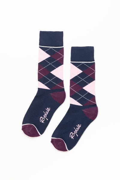 Ladies Argyle Ankle Socks - Argyle Navy/Berry