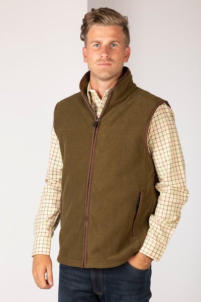 Men's Premium Fleece Waistcoat - Huggate - Military Green