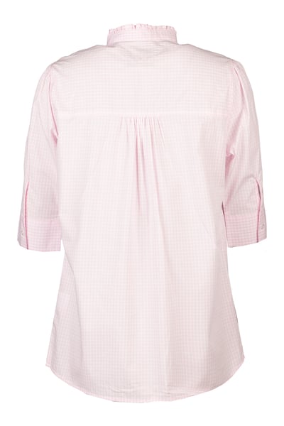 Ladies Ruffled Short Sleeved Shirt - Ivy - Pink Gingham