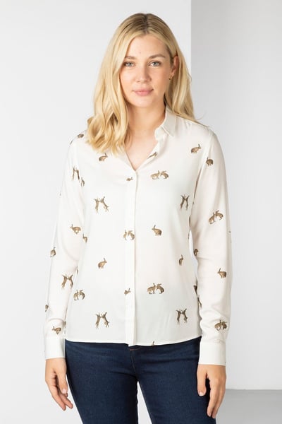 Ladies Button Down Blouse - Wistow II - Hare White