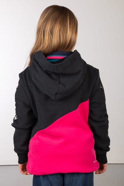 Girl's Diagonal Overhead Hoody - Black/Bonbon