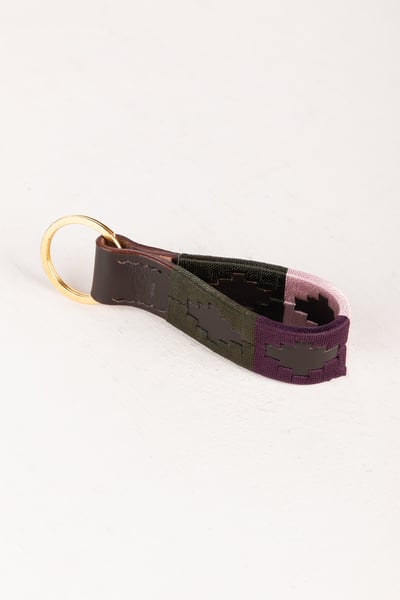 Leather Loop Polo Keyring - Askwith - Olive/Sorbet/Berry