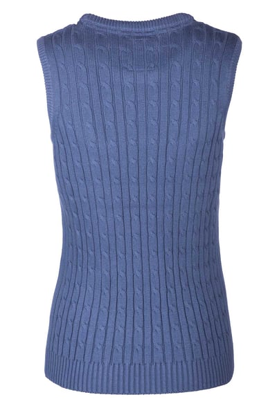 Ladies Crew Neck Cable Knit Vest - Emma - Mid Navy