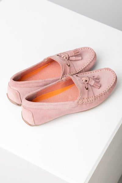 Mocasines de ante con borla para mujer - Wrelton - Rosa palido