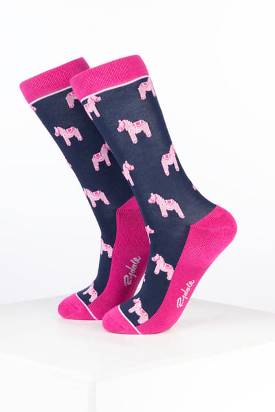 Damen-Knöchelsocken aus Bambus-Pony-Material - Pony Marineblau