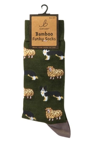Calcetines funky de bambú para hombre - Oveja y perro